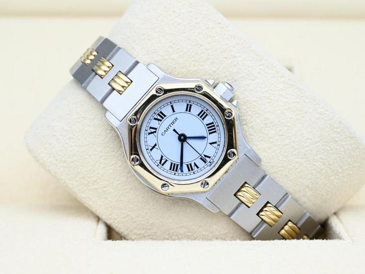 Cartier Santos Ref. 0907 Year 1990s (Box), Handtassen en Accessoires, Horloges | Dames, Goud, Zo goed als nieuw, Goud, Overige merken