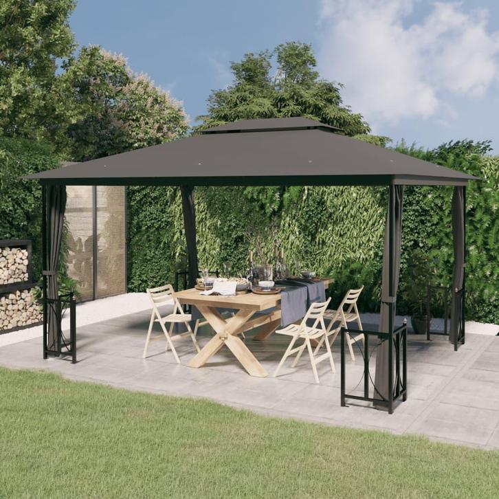 vidaXL Prieel met zijwanden en dubbel dak 3x4 m, Tuin en Terras, Partytenten, Nieuw, Verzenden