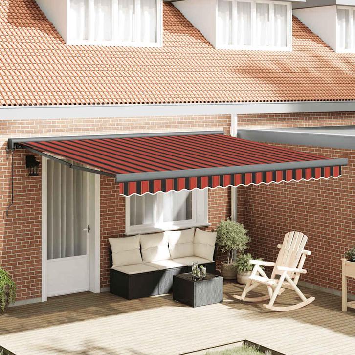 vidaXL Luifel uittrekbaar 4x3 m stof en aluminium oranje en, Tuin en Terras, Zonneschermen, Nieuw, Verzenden