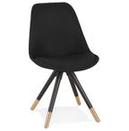 Chaise vintage 'POPI' en tissu et bois noir (Chaise simple)