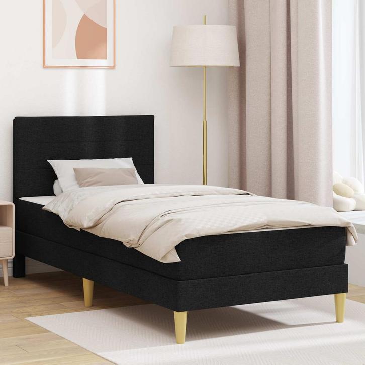 vidaXL Bedframe Zwart 90 x 190 cm Polyester, Huis en Inrichting, Slaapkamer | Matrassen en Bedbodems, Nieuw, Verzenden