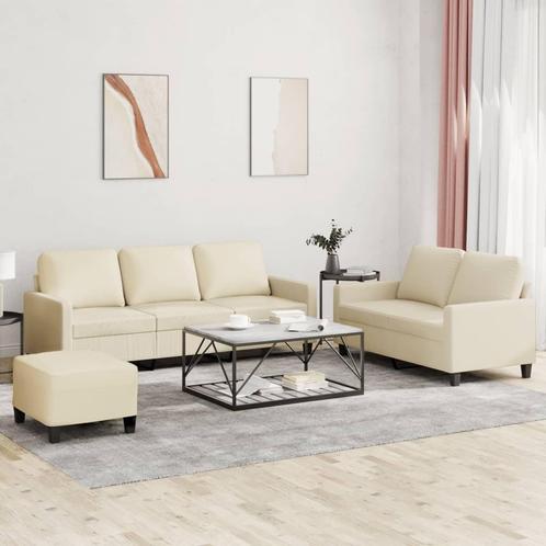 vidaXL 3-delige Loungeset met kussens kunstleer crème, Huis en Inrichting, Zetels | Zetels, Nieuw, Verzenden
