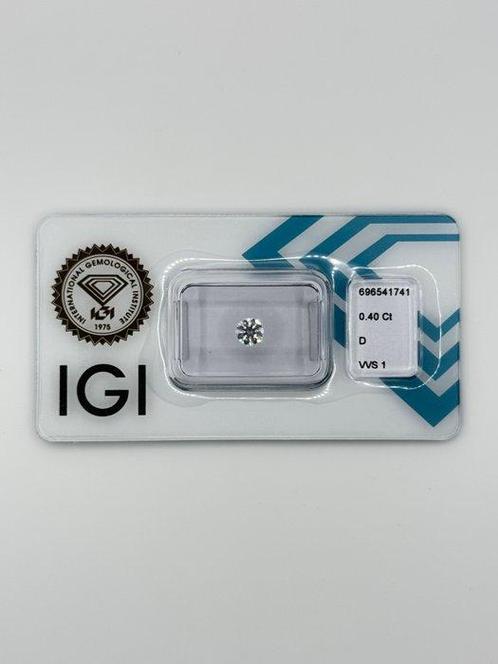 1 pcs Diamant (Naturelle) - 0.40 ct - Rond - D (incolore) -, Handtassen en Accessoires, Edelstenen