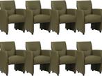 Set van 8 Olijfgroene leren moderne eetkamerfauteuils -, Huis en Inrichting, Stoelen, Overige kleuren, Nieuw, Leer, Ophalen of Verzenden