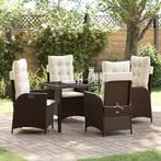 vidaXL Tuin Eettafel Set 5 pcs Bruin poly rattan, Verzenden, Nieuw