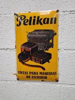 Emaille bord - Poster van Pelikan typemachinelinten, Antiek en Kunst