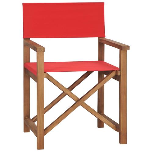 vidaXL Regisseursstoel massief teakhout rood, Tuin en Terras, Tuinstoelen, Nieuw, Verzenden