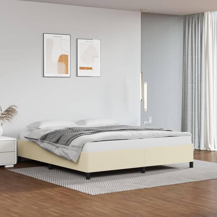 vidaXL Bedframe kunstleer crèmekleurig 180x200 cm, Huis en Inrichting, Slaapkamer | Bedden, Nieuw, Verzenden