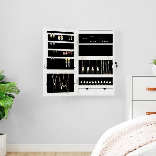 vidaXL Sieradenkast met spiegel en LED wandgemonteerd wit, Huis en Inrichting, Woonaccessoires | Spiegels, Nieuw, Verzenden