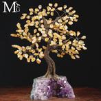 Citrien edelsteen Boom des Levens op natuurlijke amethist