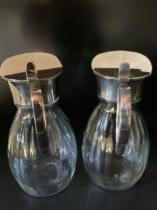 Kan (2) - Glas en verzilverd - Vintage, Antiek en Kunst, Antiek | Meubels | Tafels