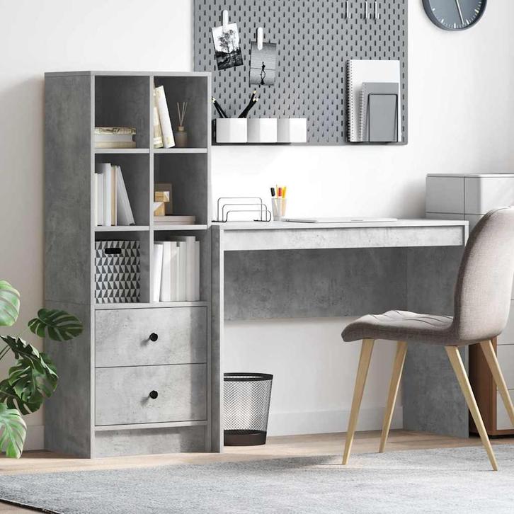 vidaXL Bureau met opslag met lade 2 pcs Beton Grijs 100 x 40, Huis en Inrichting, Kasten | Dressoirs, Nieuw, Verzenden