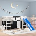 vidaXL Kinderhoogslaper met gordijnen 90x190 cm grenenhout, Huis en Inrichting, Verzenden, Nieuw