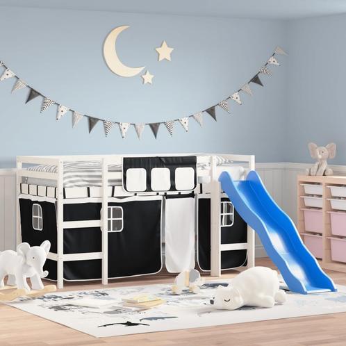 vidaXL Kinderhoogslaper met gordijnen 90x190 cm grenenhout, Huis en Inrichting, Slaapkamer | Bedden, Nieuw, Verzenden