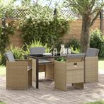 vidaXL Tuinset van 5 Stukken met Kussens in Beige Poly, Tuin en Terras, Tuinstoelen, Verzenden, Nieuw