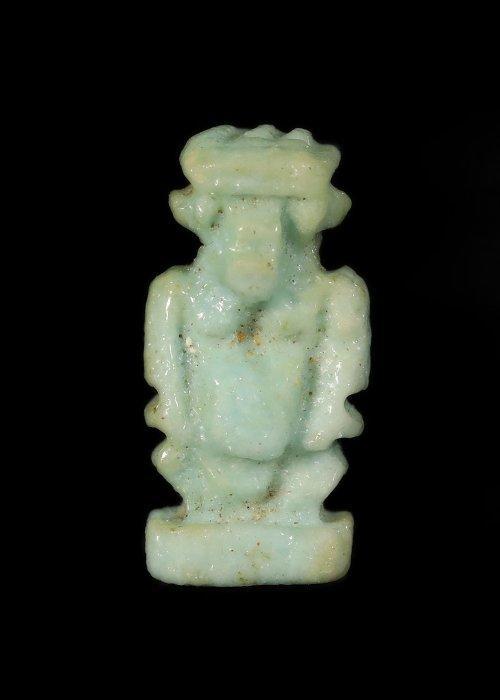 Oude Egypte, late periode Faience Amulet van Pataikos, Antiek en Kunst, Antiek | Overige Antiek