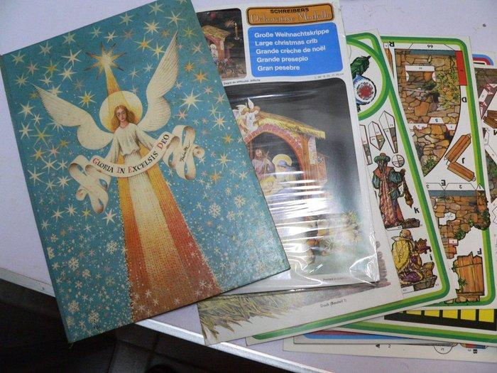 Kerststal - Glas, Papier - Opklapbare kribbe en andere, Diversen, Kerst