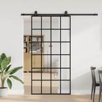 vidaXL Schuifdeur met beslagset 102x205 cm ESG glas zwart, Doe-het-zelf en Bouw, Deuren en Vliegenramen, Verzenden, Nieuw
