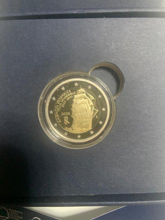 Italië. 2 Euro 2025 Amerigo Vespucci Proof (Zonder, Postzegels en Munten, Munten | Europa | Euromunten