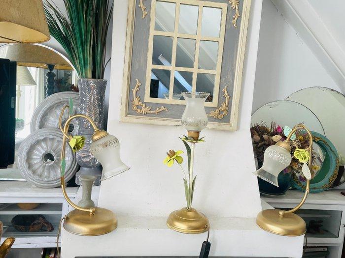 Plafondlamp (3) - Kristal, Messing - Bloemige lampen, Antiek en Kunst, Curiosa en Brocante