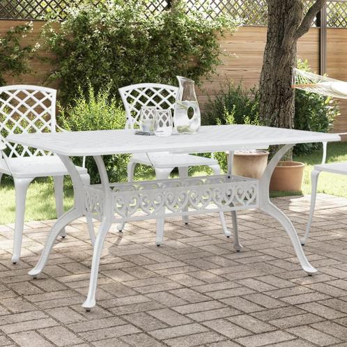 vidaXL Table de jardin blanc 150x90x72 cm aluminium, Tuin en Terras, Tuinsets en Loungesets, Verzenden