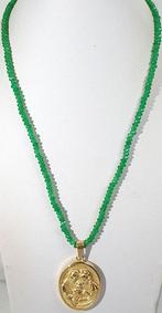 Heilig Familia-medaille en smaragdcollier - Zilver verguld