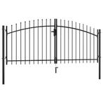 vidaXL Hekpoort dubbele deur met speren bovenkant 300x150 cm, Verzenden, Nieuw