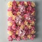 Flowerwall flower wall 40*60cm. 40 pink peachtinten roos, Nieuw