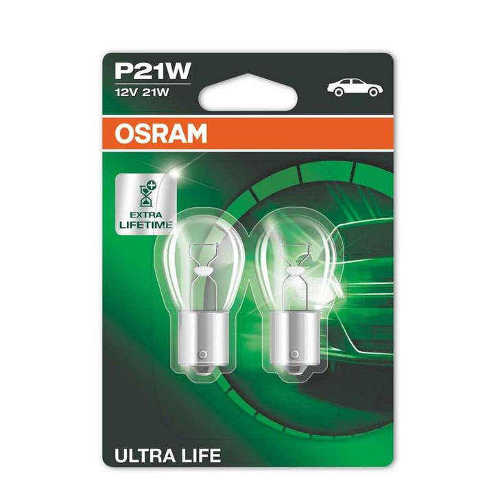 Osram Gloeilamp P21W 12V 21W Ultra Life BA15s 2 Stuks, Auto-onderdelen, Verlichting, Nieuw, Ophalen of Verzenden