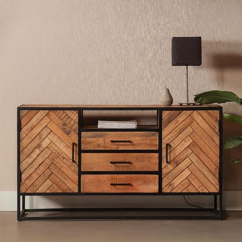 Dressoir Mangohout Kjeld 145 cm, Maison & Meubles, Armoires | Dressoirs, Envoi