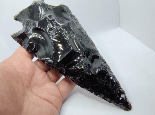 Obsidiaan pijl - Hoogte: 19 cm - Breedte: 8 cm- 360 g - (1), Verzamelen, Mineralen en Fossielen