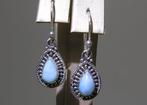 Larimar Oorbellen - Hoogte: 28 mm - Breedte: 10 mm- 3.87 g -