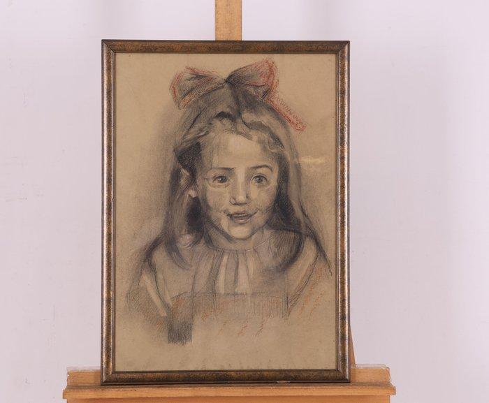 Nicolaas Pieneman (1880-1938) - Portret van een meisje,, Antiek en Kunst, Kunst | Schilderijen | Klassiek