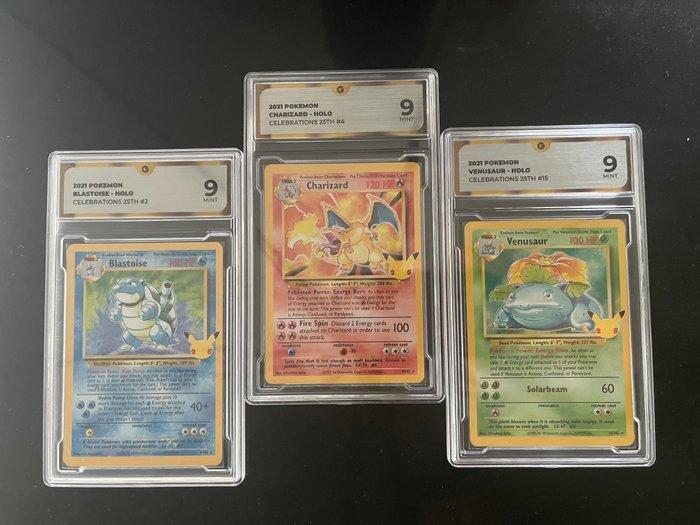 Pokémon - 3 Graded card - Blastoise, Charizard, Venusaur, Hobby en Vrije tijd, Verzamelkaartspellen | Pokémon