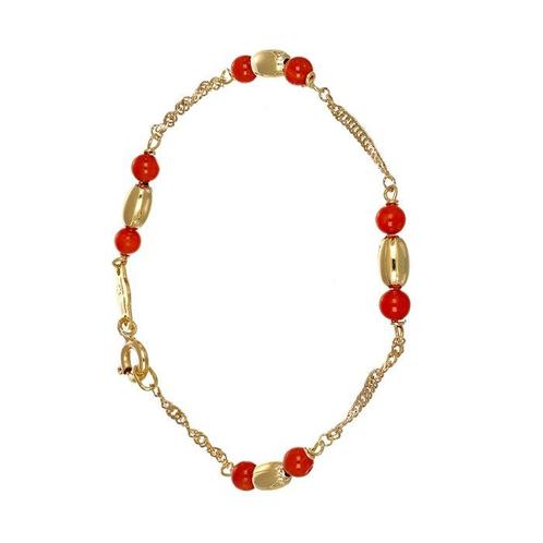 Armband - 18 karaat Geel goud Koraal, Handtassen en Accessoires, Armbanden