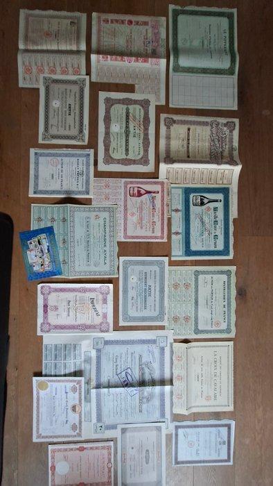 Document - 18 historische aandelen beroemde wijn, champagne,, Antiek en Kunst, Antiek | Speelgoed