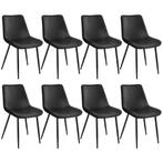 tectake Set stoelen Monroe fluweellook - zwart, Set van 8, Huis en Inrichting, Verzenden, Nieuw