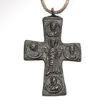 Byzantijns Brons Kruis met ketting