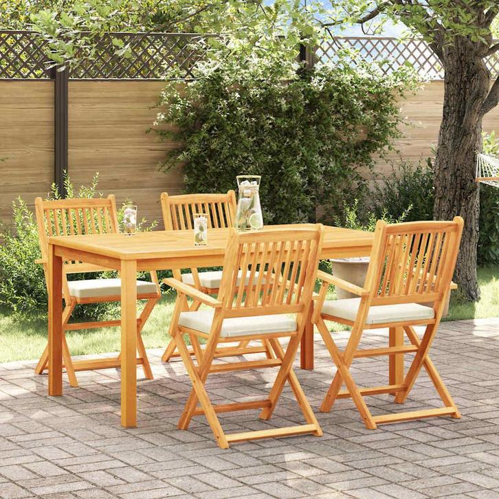 vidaXL Vouwstoel 4 pcs Wit 49 x 57,5 x 92cm Massief, Tuin en Terras, Tuinstoelen, Nieuw, Verzenden