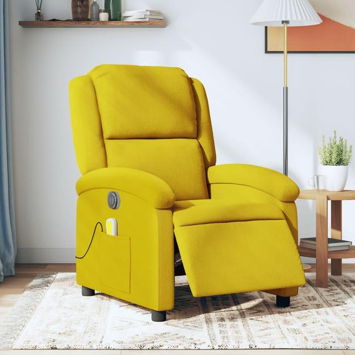 vidaXL Massagestoel elektrisch verstelbaar fluweel geel, Huis en Inrichting, Fauteuils, Nieuw, Verzenden