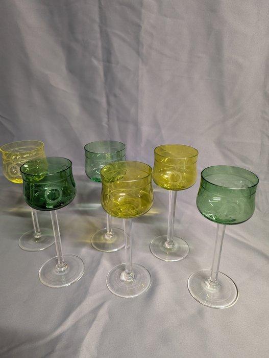 Wijnglas (6) - Kristal - Boheems kristallen glazen, Antiquités & Art, Antiquités | Meubles | Tables