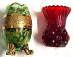 Vaas (2) - Uraniumglas - Boheemse uran glass vaas, Antiek en Kunst