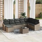vidaXL 8-delige eetset voor in de tuin met kussens - zwart, Verzenden, Nieuw