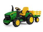 John Deere kinder tractor + aanhanger, 2 x 12 volt motoren, Ophalen of Verzenden