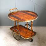 Trolley - Luxe Serveertrolley - Hout, Messing - Uitklapbaar