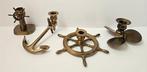 Maritieme objecten - 4 massieve kandelaars - Messing, Antiek en Kunst