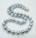 Akoya Pearls, Natural Blue, 8.5 -9 mm Argent - Collier