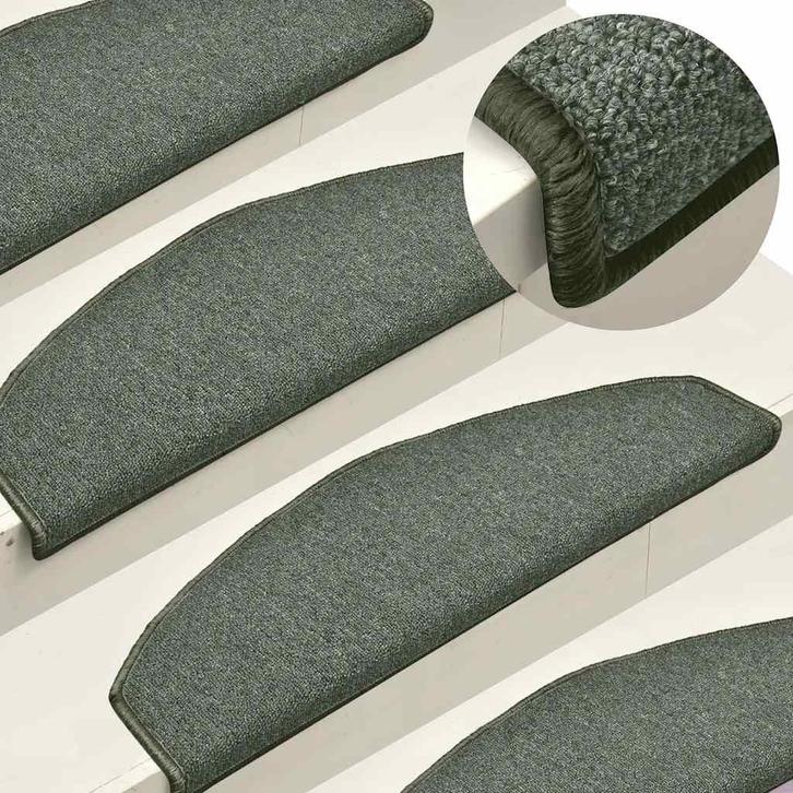 vidaXL Trapmatten 15 st 65x24x4 cm Donkergroen Halfrond, Doe-het-zelf en Bouw, Ladders en Trappen, Nieuw, Verzenden