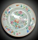 ANTIQUE CHINESE FAMILLE ROSE GILT PLATE WITH MAGPIE,