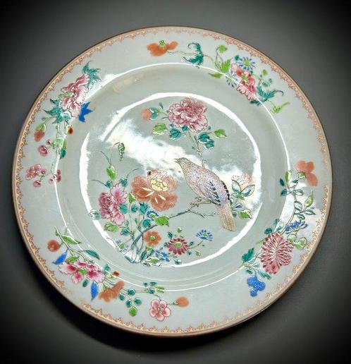 ANTIQUE CHINESE FAMILLE ROSE GILT PLATE WITH MAGPIE,, Antiek en Kunst, Antiek | Overige Antiek